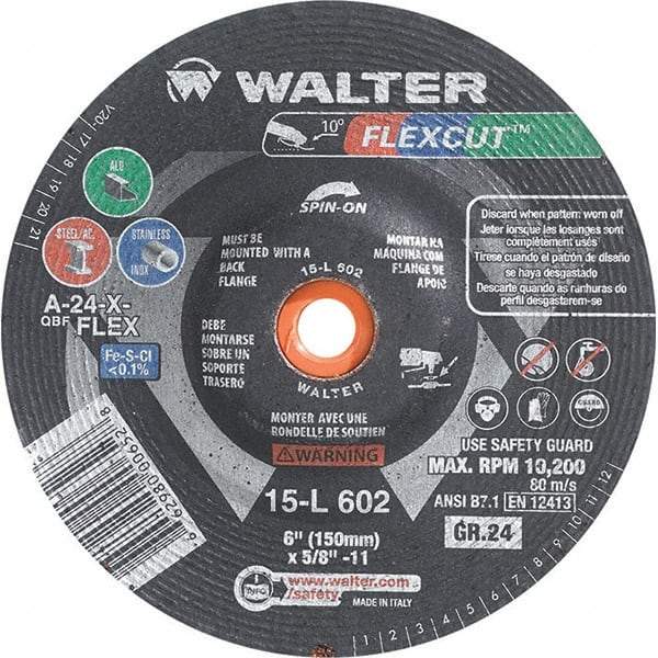 WALTER Surface Technologies - 6" Diam, 24 Grit Surface Grinding Wheel - Aluminum Oxide/Silicon Carbide Blend, Resinoid Bond - Benchmark Tooling