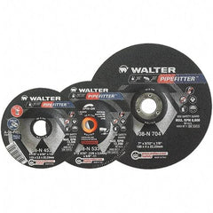 WALTER Surface Technologies - 36 Grit, 4-1/2" Wheel Diam, 5/32" Wheel Thickness, 7/8" Arbor Hole, Type 27 Depressed Center Wheel - Aluminum Oxide/Silicon Carbide Blend, Resinoid Bond, 13,300 Max RPM - Benchmark Tooling