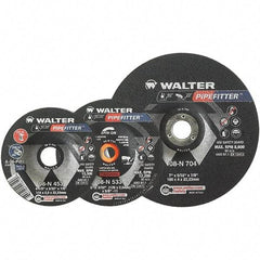 WALTER Surface Technologies - 20 Grit, 9" Wheel Diam, 5/32" Wheel Thickness, 7/8" Arbor Hole, Type 27 Depressed Center Wheel - Aluminum Oxide/Silicon Carbide Blend, Resinoid Bond, 6,600 Max RPM - Benchmark Tooling