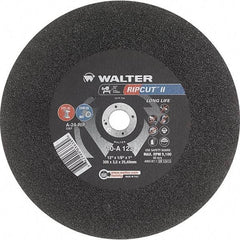 WALTER Surface Technologies - 12" 24 Grit Aluminum Oxide Cutoff Wheel - 1/8" Thick, 1" Arbor, 5,100 Max RPM, Use with Stationary Tools - Benchmark Tooling