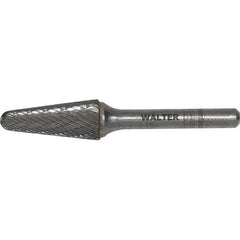 WALTER Surface Technologies - 3/8" Cut Diam, 1/4" Shank Diam, Cone Head Single Cut Burr - Carbide, 1-1/4" LOC - Benchmark Tooling