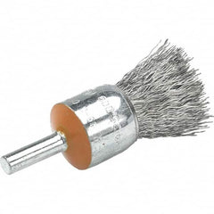 WALTER Surface Technologies - 3/4" Brush Diam, Crimped, End Brush - 1/4" Diam Shank, 25,000 Max RPM - Benchmark Tooling