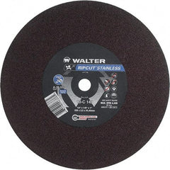 WALTER Surface Technologies - 14" 36 Grit Aluminum Oxide Cutoff Wheel - 1/8" Thick, 1" Arbor, 4,400 Max RPM, Use with Stationary Tools - Benchmark Tooling