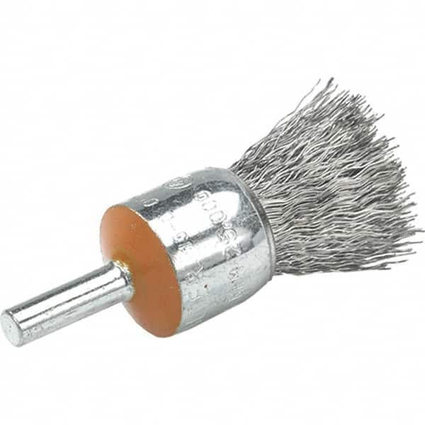 WALTER Surface Technologies - 1/2" Brush Diam, Crimped, End Brush - 1/4" Diam Shank, 25,000 Max RPM - Benchmark Tooling