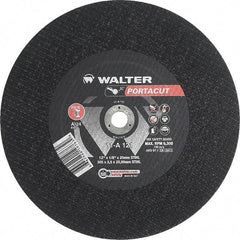 WALTER Surface Technologies - 12" 24 Grit Aluminum Oxide Cutoff Wheel - 1/8" Thick, 20mm Arbor, 6,300 Max RPM, Use with Electric & Gas Powered Saws - Benchmark Tooling