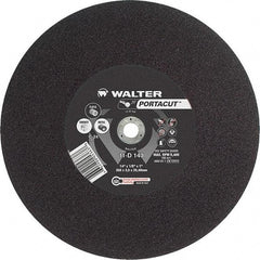 WALTER Surface Technologies - 14" 24 Grit Aluminum Oxide Cutoff Wheel - 1/8" Thick, 1" Arbor, 5,400 Max RPM, Use with Electric & Gas Powered Saws - Benchmark Tooling