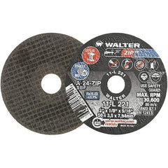 WALTER Surface Technologies - 2" 24 Grit Aluminum Oxide Cutoff Wheel - 1/8" Thick, 5/16" Arbor, 31,000 Max RPM, Use with Die Grinders - Benchmark Tooling
