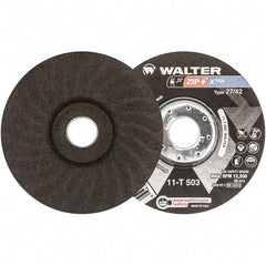 WALTER Surface Technologies - 46 Grit, 5" Wheel Diam, 1/16" Wheel Thickness, 7/8" Arbor Hole, Type 27 Depressed Center Wheel - Aluminum Oxide, Resinoid Bond, 12,200 Max RPM - Benchmark Tooling
