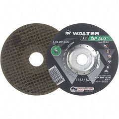 WALTER Surface Technologies - 60 Grit, 6" Wheel Diam, 3/64" Wheel Thickness, 7/8" Arbor Hole, Type 27 Depressed Center Wheel - Aluminum Oxide, Resinoid Bond, 10,200 Max RPM - Benchmark Tooling