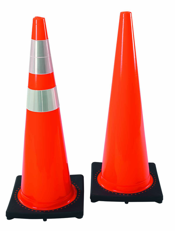 28" PVC Traffic Cone wit 6" & 4" rfl. Collars - Benchmark Tooling