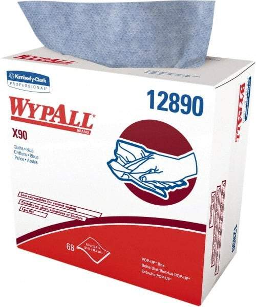 WypAll - X90 Dry Shop Towel/Industrial Wipes - Pop-Up, 16-3/4" x 8-1/4" Sheet Size, Blue - Benchmark Tooling