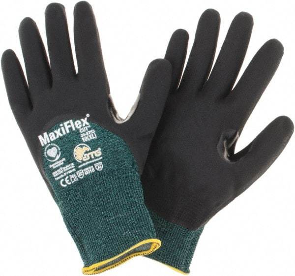 PIP - Size XL, ANSI Cut Lvl A2, Cut Resistant Gloves - Palm, Fingers & Knuckles Coated, Green/Black - Benchmark Tooling