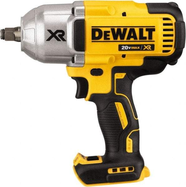 DeWALT - 1/2" Drive 20 Volt Mid-Handle Cordless Impact Wrench & Ratchet - 1,900 RPM, 0 to 2,400 BPM, 700 Ft/Lb Torque, Lithium-Ion Batteries Not Included - Benchmark Tooling