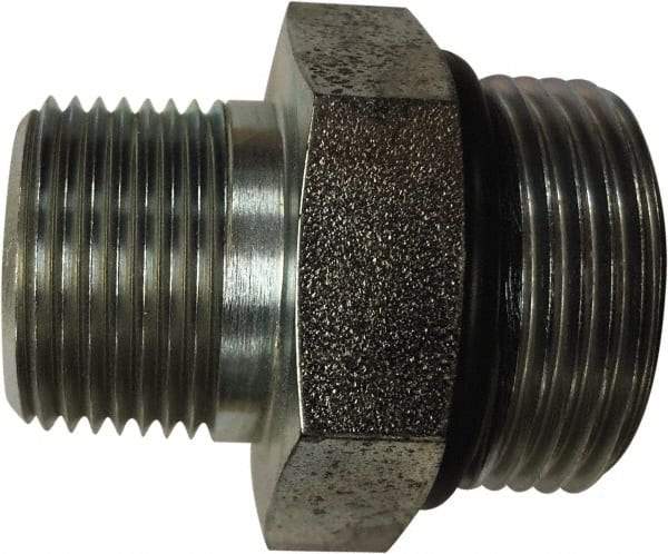 Parker - 1-3/16 - 12 x 3/4 Male Thread, Steel Industrial Pipe Hex Nipple - Male SAE-ORB x Male NPTF, 5,000 psi - Benchmark Tooling
