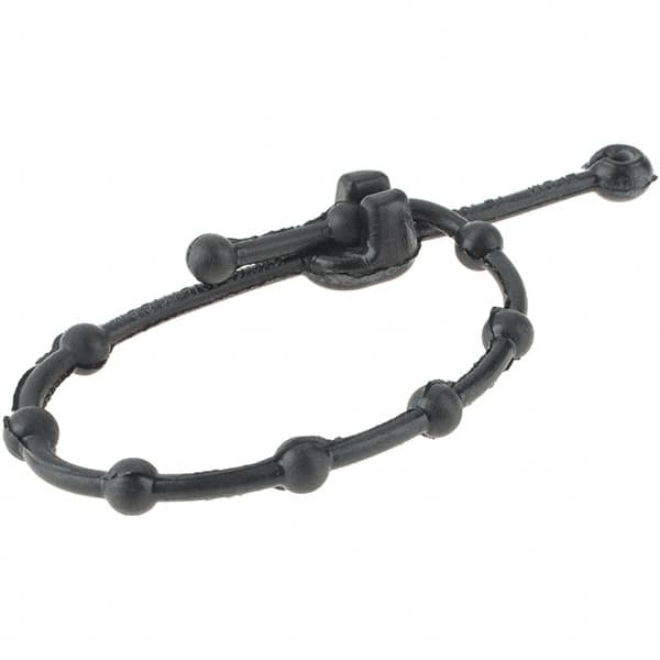Interstate - 8" Long Black Rubber Standard Cable Tie - 10 Lb Tensile Strength, 2" Max Bundle Diam - Benchmark Tooling