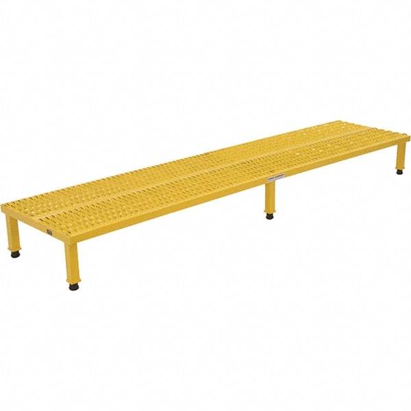 Vestil - 9" High x 24" Wide x 96" Deep, Yellow Step Stand - Steel, 500 Lb Capacity - Benchmark Tooling