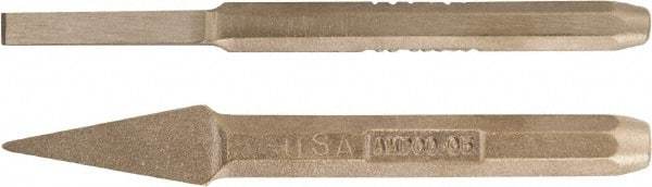 Ampco - 8" OAL x 1/2" Blade Width Nonsparking Cape Chisel - 1/2" Tip - Benchmark Tooling