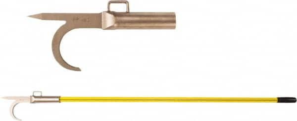 Ampco - 3 Lb Head Pike Pole with Hook - 72" OAL, 57" Long Handle, Fiberglass Straight Handle, 15" Long Head - Benchmark Tooling