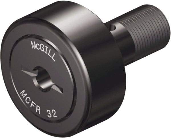 McGill - 52mm Roller Diam x 24mm Width, 20mm Stud Diam x 41mm Length, Crowned Sealed Stud Cam Follower - Steel, 21mm Thread Length, M20x1.5 Thread, 66mm OAL, 3,991 Lb Dynamic Cap, 6,700 Lb Static Cap - Benchmark Tooling