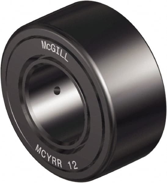 McGill - 40mm Bore, 80mm Roller Diam x 35mm Width, Steel Crowned Sealed Yoke Roller - 9,326 Lb Dynamic Load Capacity, 32mm Overall Width - Benchmark Tooling