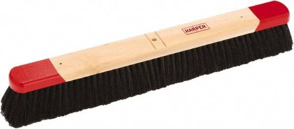 Harper Brush - 24" Medium Duty Tampico Push Broom - 3" Bristle Length, Wood Block, Bolt-On Handle Connection, Handle Sold Separately - Benchmark Tooling