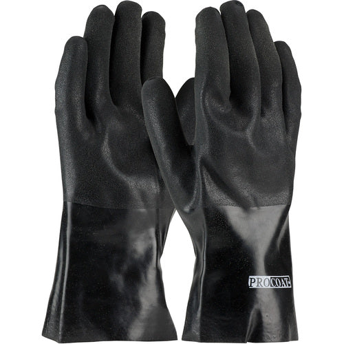 ‎58-8130DD Coated Supported Gloves - ProCoat - Supported PVC - Interlock Lined - Black - Sandy Finish - 12 Inch - Exact Industrial Supply