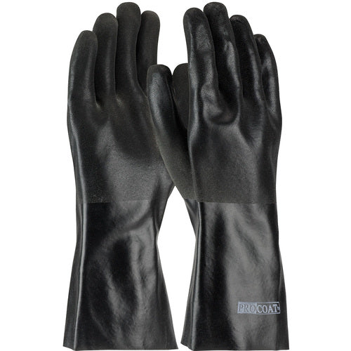 ‎58-8240DD Coated Supported Gloves - ProCoat - Supported PVC - Jersey Lined - Black - Sandy Finish - 14 Inch - Exact Industrial Supply