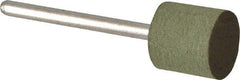 Grier Abrasives - 1/2" Max Diam x 1/2" Thick, Cylinder W185, Rubberized Point - Fine Grade, Aluminum Oxide, Mounted - Benchmark Tooling