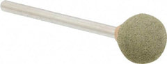Grier Abrasives - 1/2" Max Diam x 1-3/4" Long, Ball B121, Rubberized Point - Medium Grade, Aluminum Oxide, Mounted - Benchmark Tooling