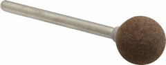 Grier Abrasives - 1/2" Max Diam x 1-3/4" Long, Ball B121, Rubberized Point - Medium Grade, Aluminum Oxide, Mounted - Benchmark Tooling