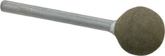 Grier Abrasives - 1/2" Max Diam x 1-3/4" Long, Ball B121, Rubberized Point - Fine Grade, Aluminum Oxide, Mounted - Benchmark Tooling