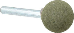 Grier Abrasives - 1" Max Diam x 2" Long, Ball A25, Rubberized Point - Coarse Grade, Aluminum Oxide, Mounted - Benchmark Tooling