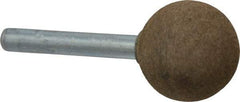 Grier Abrasives - 1" Max Diam x 2" Long, Ball A25, Rubberized Point - Medium Grade, Aluminum Oxide, Mounted - Benchmark Tooling