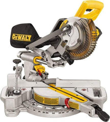 DeWALT - 4 Amp, 20 Volt, 3,750 RPM, 48° Left Single Bevel Sliding Miter Saw - 5/8" Arbor, 7-1/4" Blade Diam, Includes Battery Charger & Battery - Benchmark Tooling