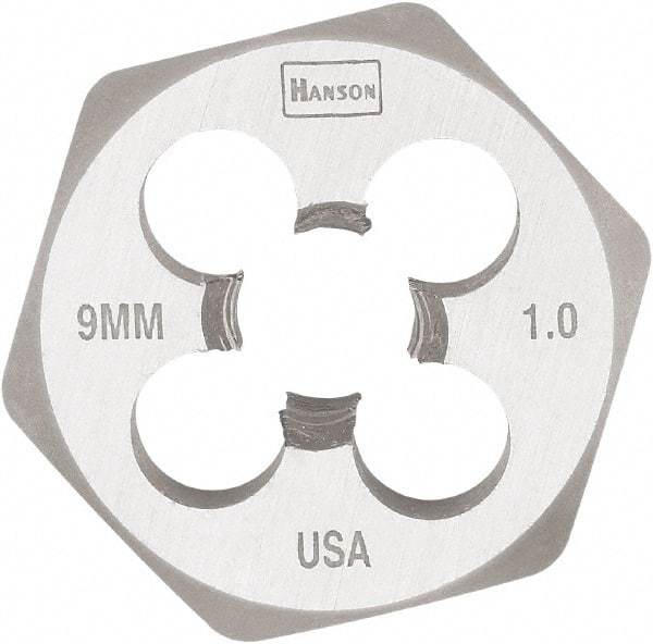 Irwin - M9x1.00 Thread, 1" Hex, Right Hand Thread, Hex Rethreading Die - Carbon Steel - Exact Industrial Supply