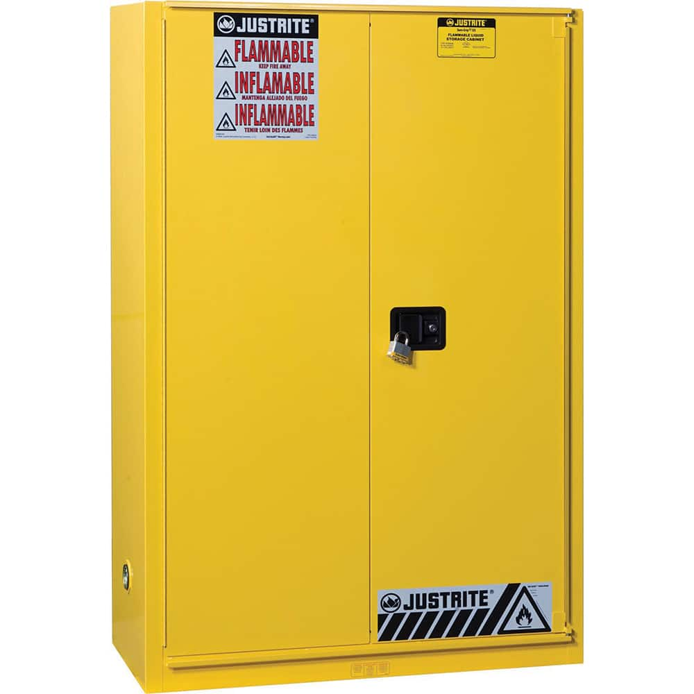 Justrite - 1 Door 2 Shelf 45 Gal Safety Cabinet for Flammable Substances - Exact Industrial Supply