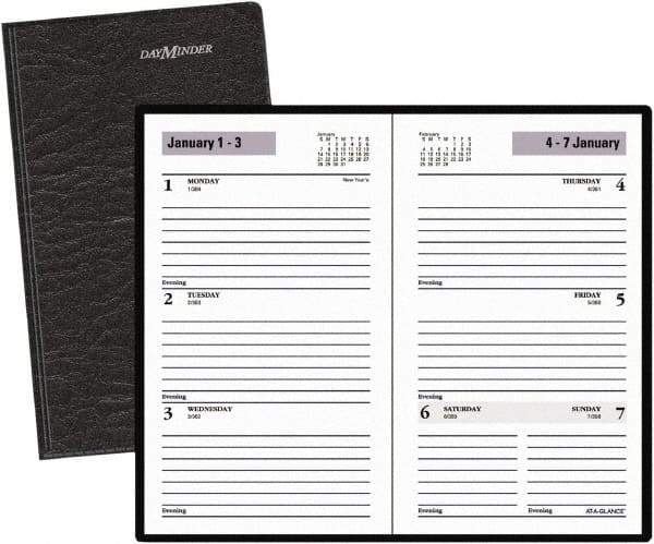 DayMinder - 52 Sheet, 3-1/2 x 6-3/16", Weekly Planner - Black - Benchmark Tooling