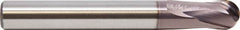 M.A. Ford - 3/16" Diam, 3/16" LOC, 2 Flute Solid Carbide Ball End Mill - ALtima Finish, Single End, 3" OAL, 1/4" Shank Diam, Spiral Flute - Benchmark Tooling