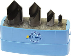 M.A. Ford - 4 Piece, 1/4 to 1" Head Diam, 82° Included Angle, Single End Countersink Set - Benchmark Tooling