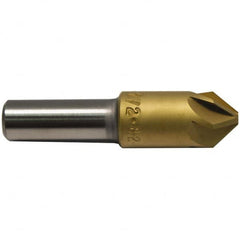 M.A. Ford - 3/16" Head Diam, 3/16" Shank Diam, 6 Flute 90° High Speed Steel Countersink - TiN Finish, 1-1/2" OAL - Benchmark Tooling