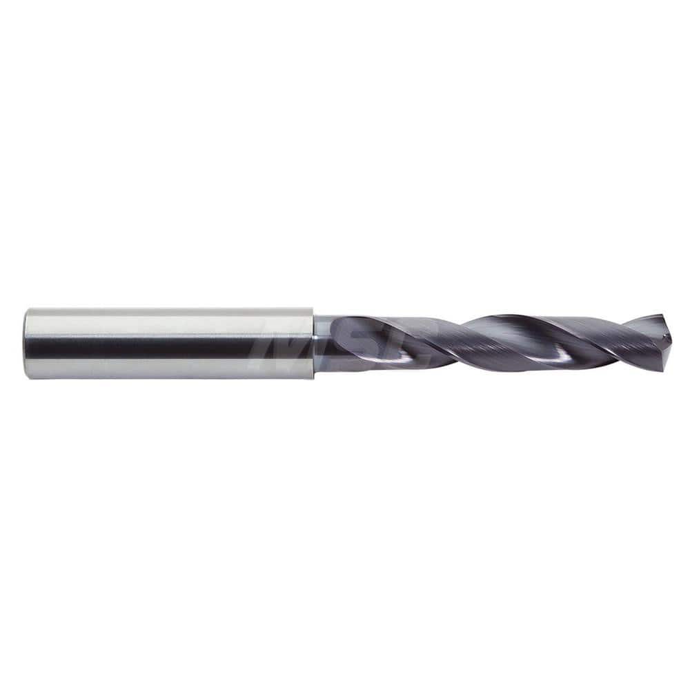 Screw Machine Length Drill Bit: 0.4488″ Dia, 142 °, Solid Carbide Coated, Right Hand Cut, Spiral Flute, Straight-Cylindrical Shank, Series 2XDSS