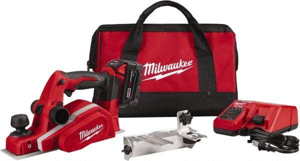 Milwaukee Tool - 18V 3-1/4" Planer - Battery, Charger, Bag and Bevel/Edge Guide, 2 Double Edge Blades Included - Benchmark Tooling