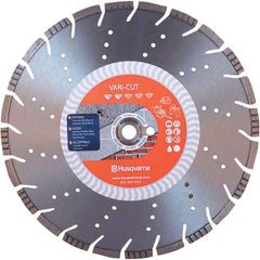 Husqvarna - 14" Diam, 25/32 & 1" Arbor Hole Diam, Continuous Edge Tooth Wet & Dry Cut Saw Blade - Diamond-Tipped, General Purpose Action, Standard Round Arbor - Benchmark Tooling