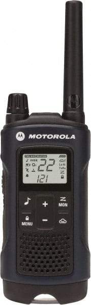Motorola - 35 Mile Range, 22 Channel, 1.5 Watt, Series T400, Recreational Two Way Radio - FRS/GMRS Band, 462.55 to 467.7125 Hz, AA & NiMH Battery, 10 NiMH & 26 AA hr Life, 7.54" High x 2.26" Wide x 1.37" Deep, Scanning, Low Battery Alerts - Benchmark Tooling