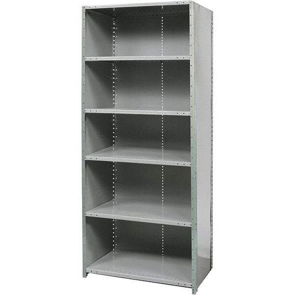 Hallowell - 6 Shelf, 375 Lb. Capacity, Free Standing Closed Shelving - 48 Inch Wide x 18 Inch Deep x 87 Inch High, Gray - Benchmark Tooling