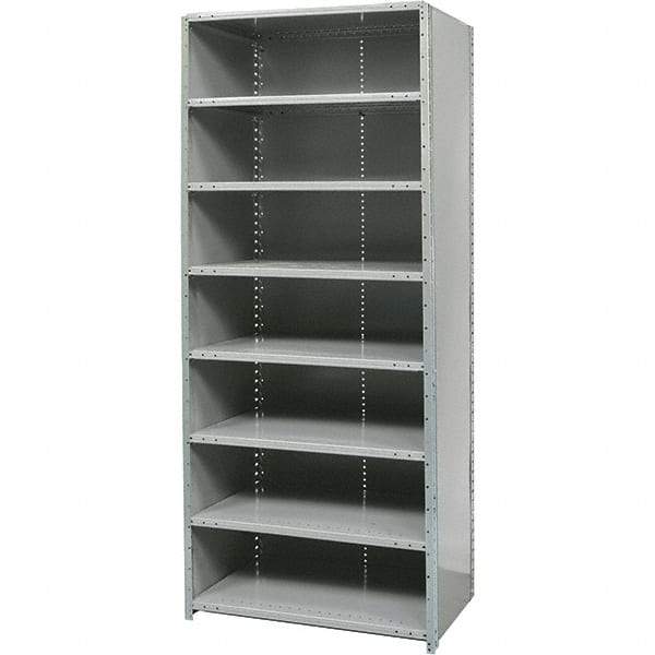 Hallowell - 8 Shelf, 500 Lb. Capacity, Free Standing Closed Shelving - 36 Inch Wide x 18 Inch Deep x 87 Inch High, Gray - Benchmark Tooling