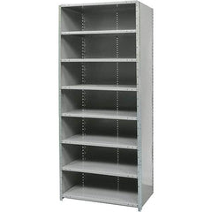 Hallowell - 8 Shelf, 375 Lb. Capacity, Free Standing Closed Shelving - 48 Inch Wide x 18 Inch Deep x 87 Inch High, Gray - Benchmark Tooling