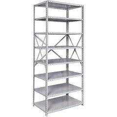 Hallowell - 8 Shelf Starter Medium-Duty Open Steel Shelving - 375 Lb Capacity, 48" Wide x 87" High x 18" Deep, Platinum - Benchmark Tooling