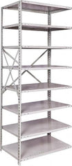 Hallowell - 8 Shelf Add-On Medium-Duty Open Steel Shelving - 500 Lb Capacity, 36" Wide x 87" High x 24" Deep, Platinum - Benchmark Tooling