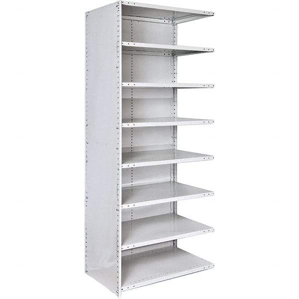 Hallowell - 8 Shelf, 375 Lb. Capacity, Closed Shelving Add-On Unit - 48 Inch Wide x 12 Inch Deep x 87 Inch High, Platinum - Benchmark Tooling